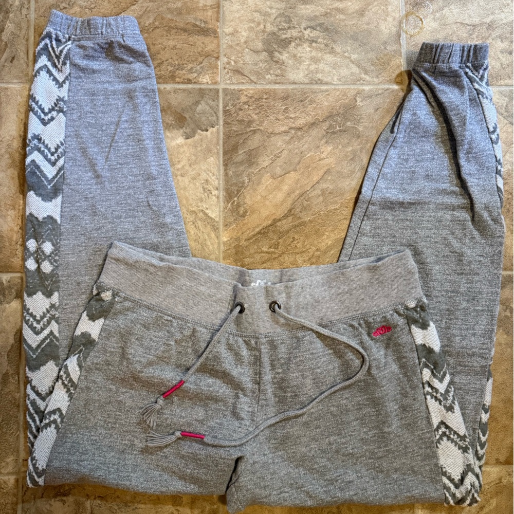 Maurices Gray Joggers with Patterned Accents